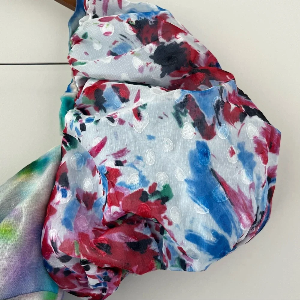 Elegant Multicolor Puff Sleeve Dress - Picture 9 of 16